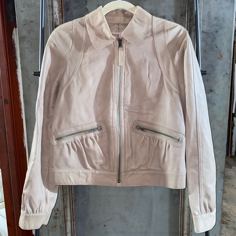 Red Valentino Cream Beige Tan Leather Jacket